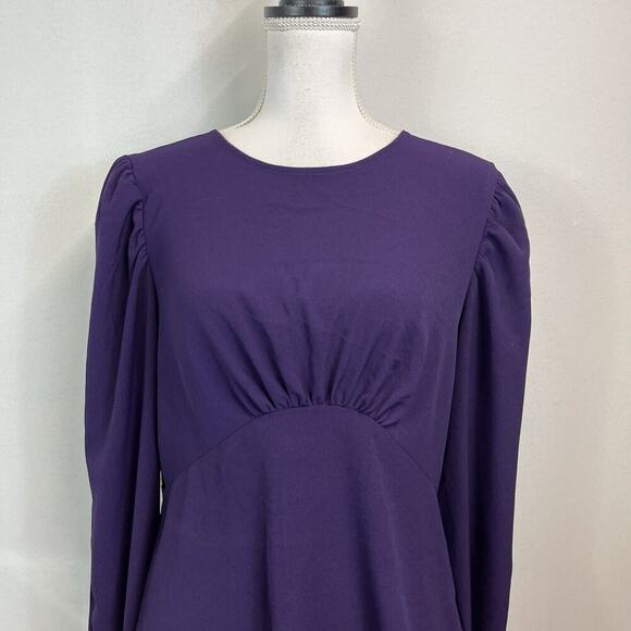 Express Blouse Top size Large Dark Purple Crepe Princess Modest Church Wedding - Picture 2 of 7